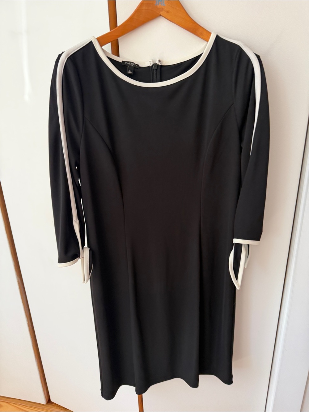 Talbots Black Midi Dress with White Trim
